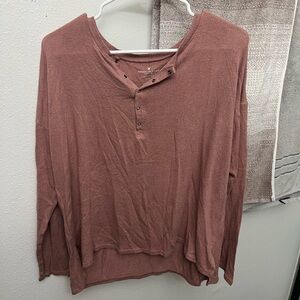 american eagle mauve/pink light long sleeve shirt